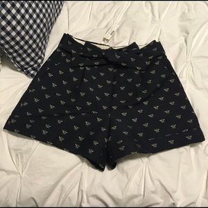 NWT J Crew Navy embroidered bee shorts with bow